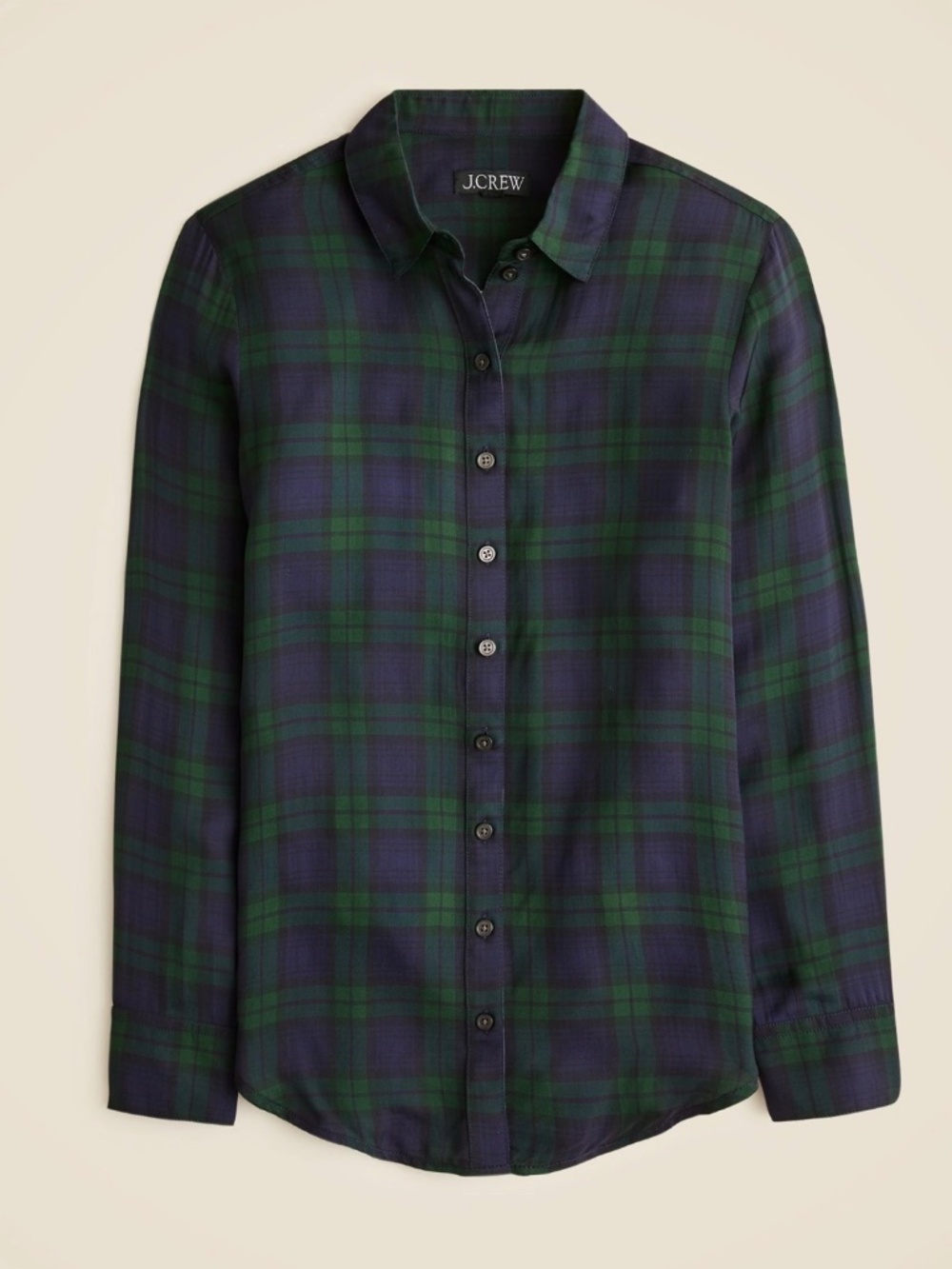 J.Crew Drapey Button-Up Shirt Black Watch Tartan XXL